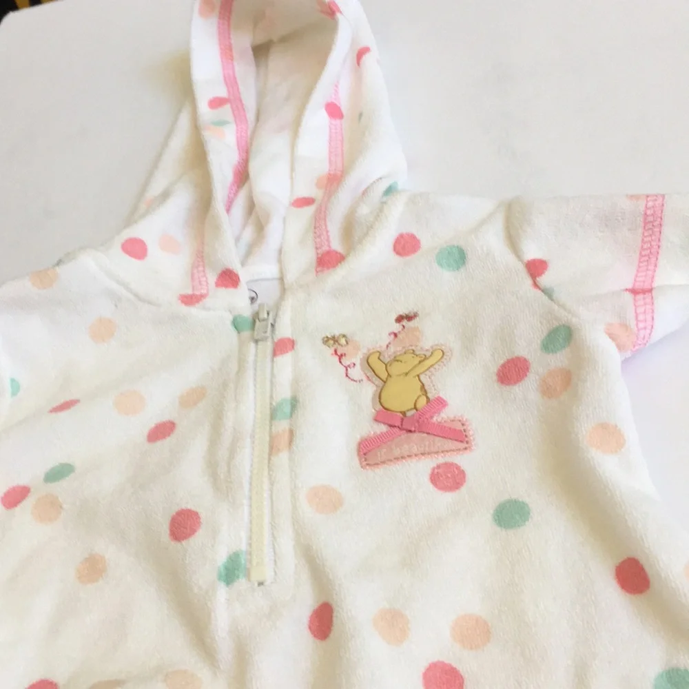 FINAL MARKDOWN Disney classic Pooh terry hooded romper 3-6 months